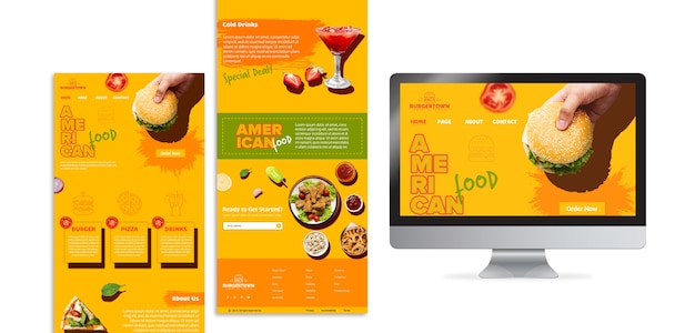 American Food with Computers – Free PSD Templates for Download