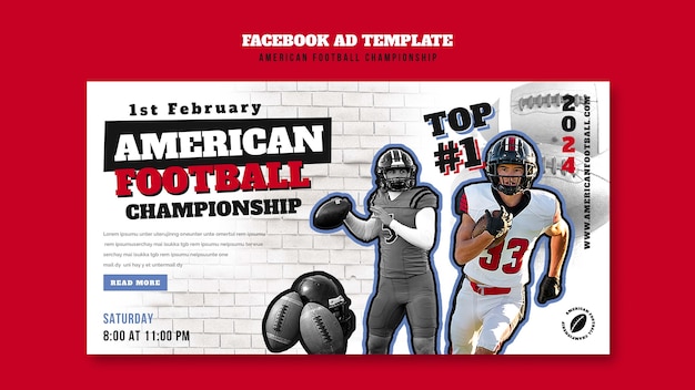 PSD gratuito template di facebook del campionato di football americano