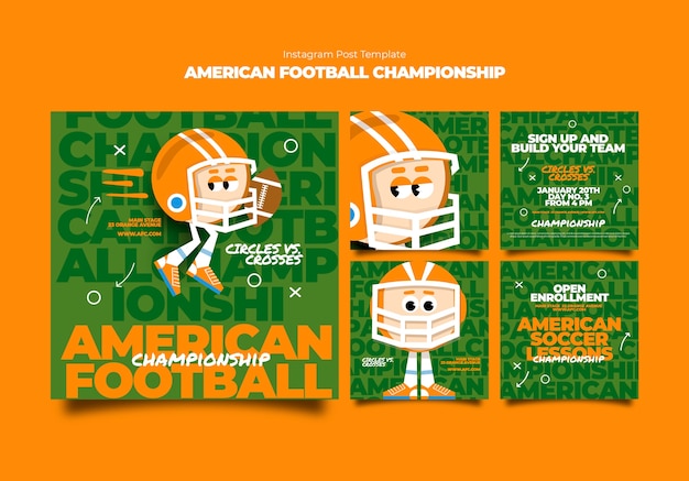 Free PSD american football championship  instagram posts