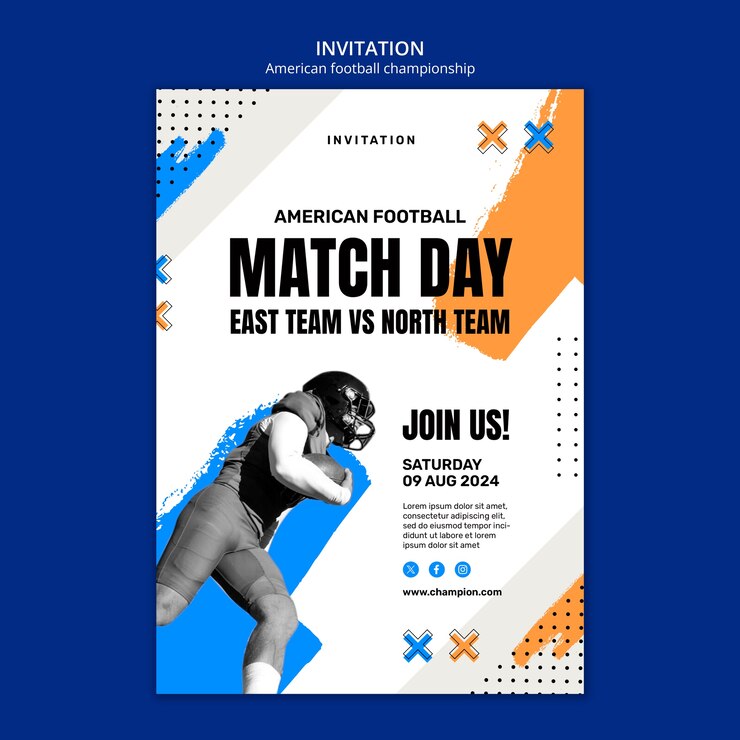Free PSD american football championship invitation