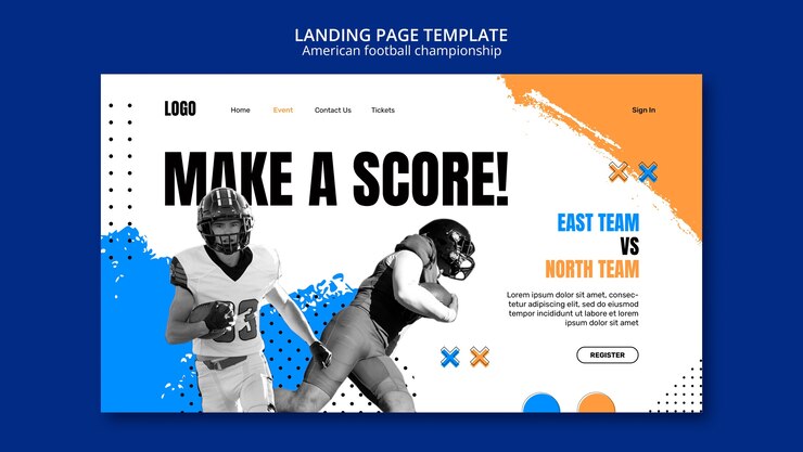 Free PSD american football championship landing page