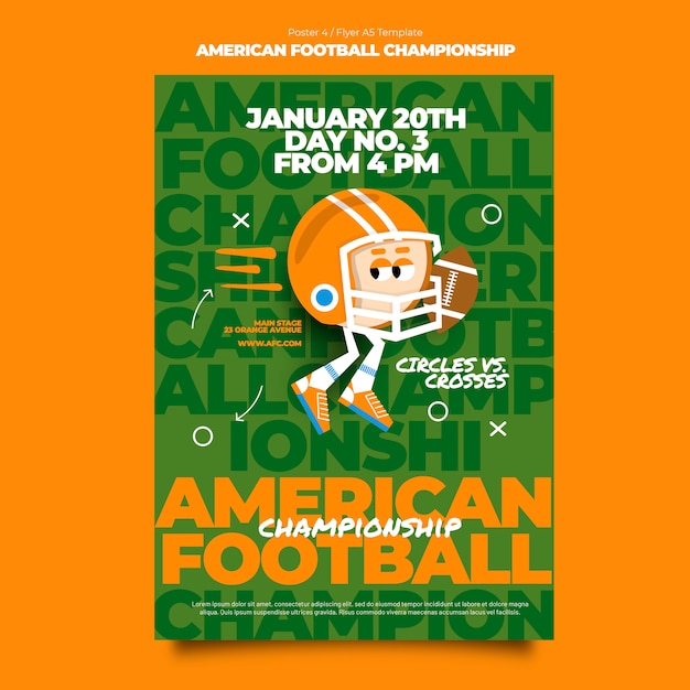 Modello di poster del campionato di football americano