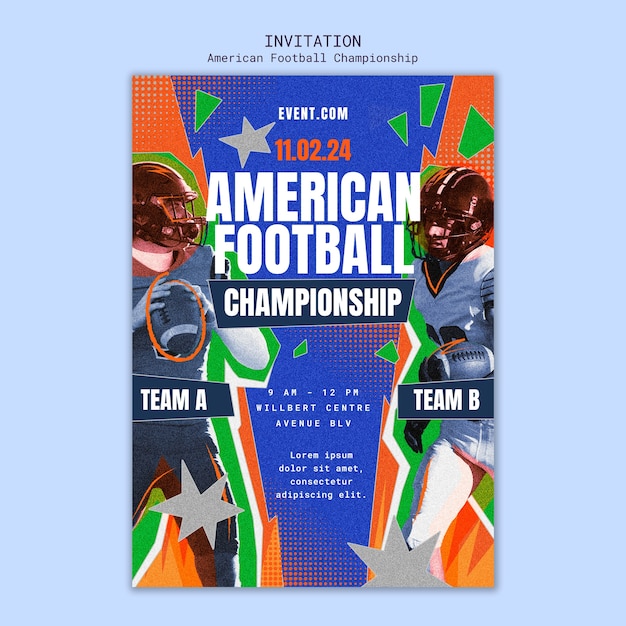 Free PSD american football championship  template design