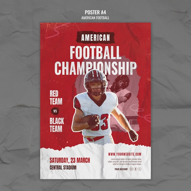 Free PSD american football championship template design