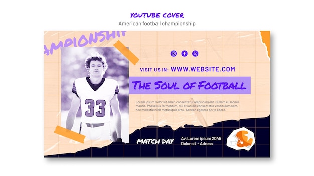無料PSD アメリカンフットボール選手権のテンプレートデザイン
