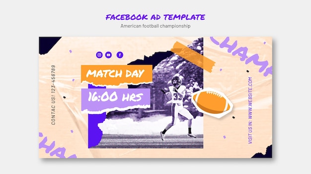 無料PSD アメリカンフットボール選手権のテンプレートデザイン