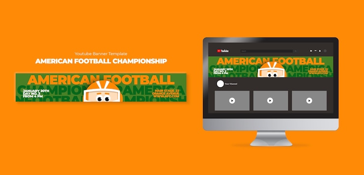 Free PSD american football championship youtube banner