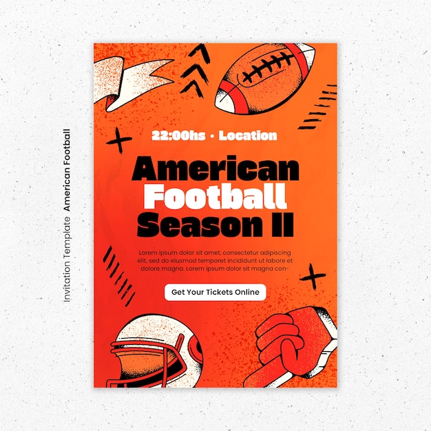 Free PSD american football invitation template