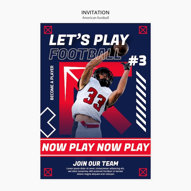 Free PSD american football invitation template