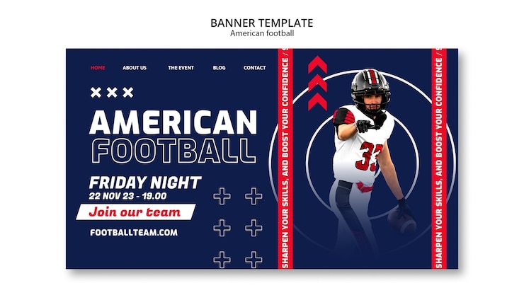 Free PSD american football landing page template