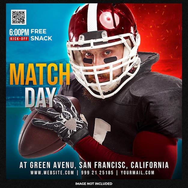 American Football Social Media Template Design: PSD Templates