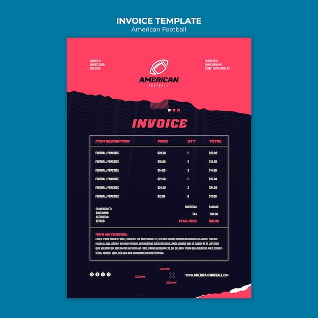 Free PSD american football template design