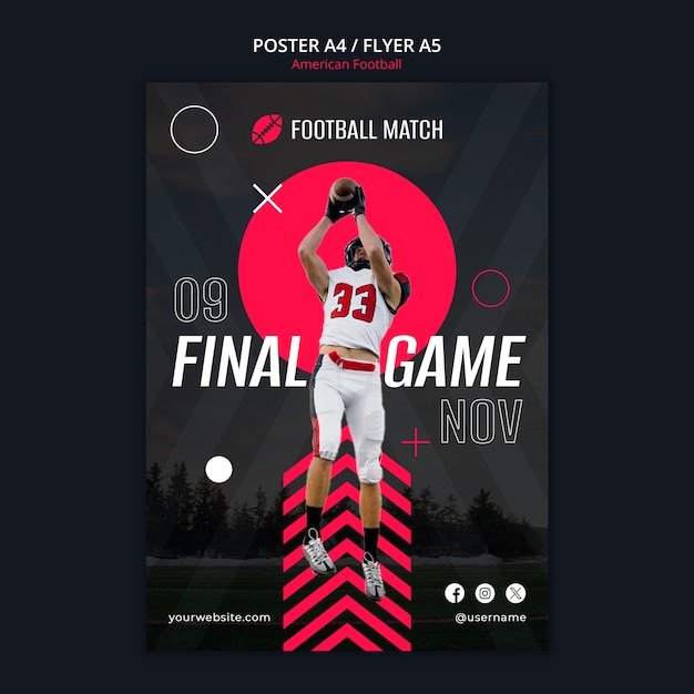 PSD gratuito americano template design di calcio