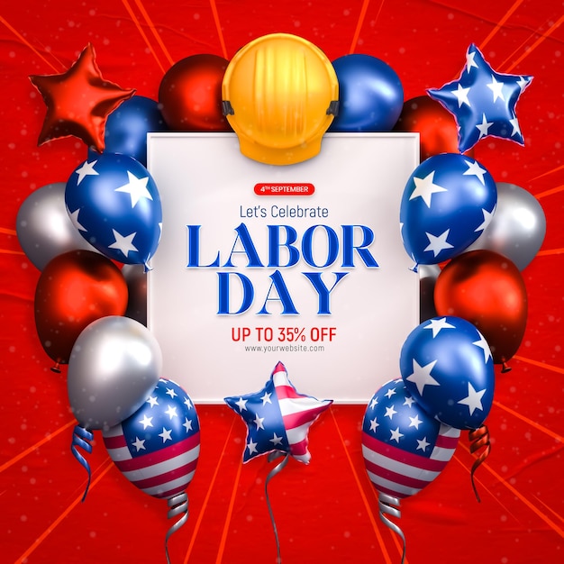 Free PSD american labor day celebration social media post template