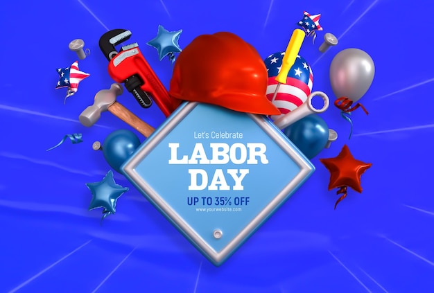 American labor day sale banner design template