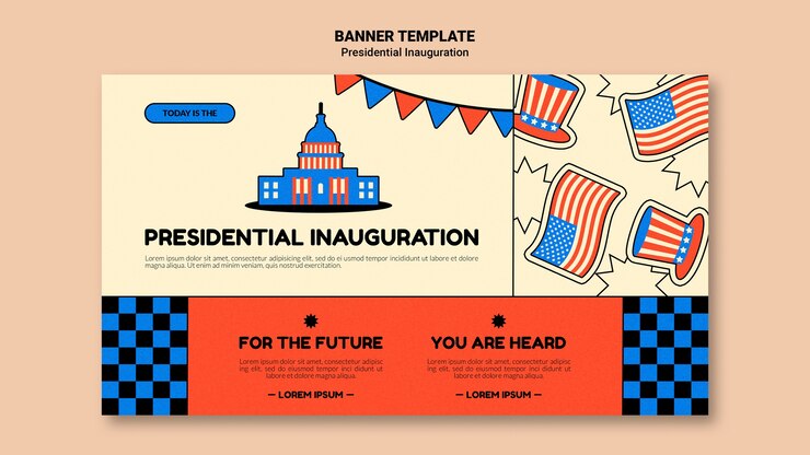 無料PSD アメリカ大統領就任式横バナーテンプレート