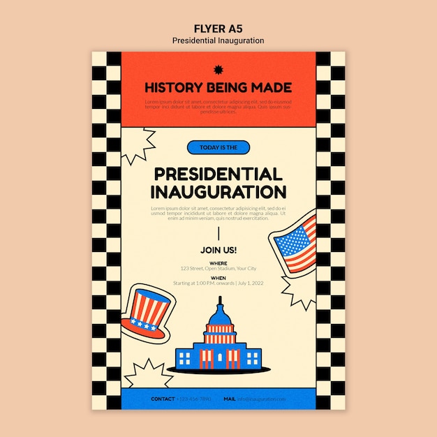 Modello di volantino verticale per l'inaugurazione presidenziale americana