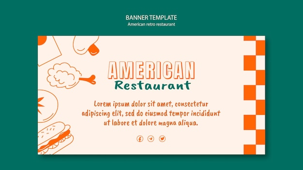 PSD gratuito modello di banner ristorante retrò americano