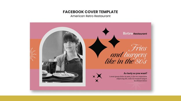 PSD gratuito copertina facebook ristorante americano retrò