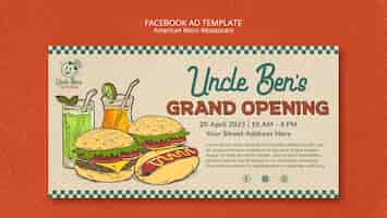 Free PSD american retro restaurant facebook template