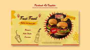 Free PSD american retro restaurant facebook template