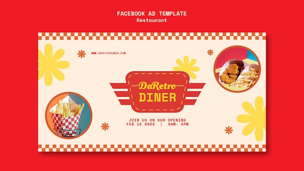 Free PSD american retro restaurant facebook template