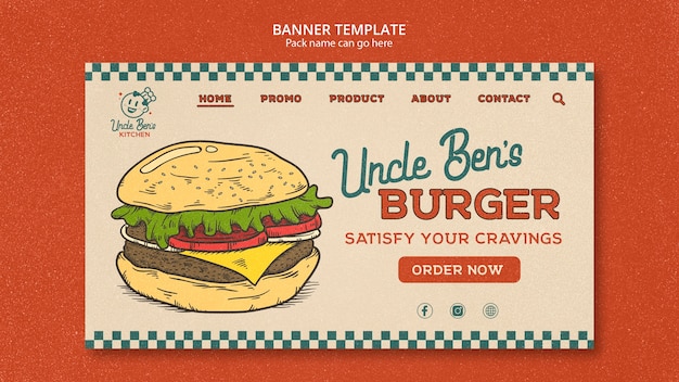 Free PSD american retro restaurant landing page template