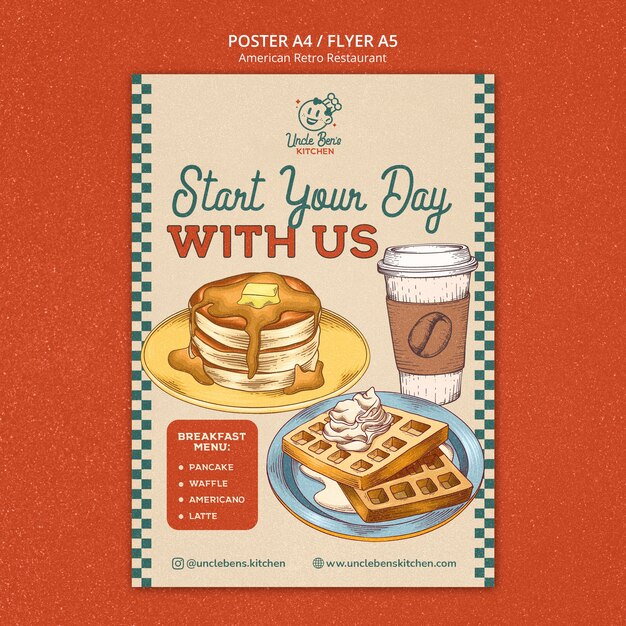 American retro restaurant poster template