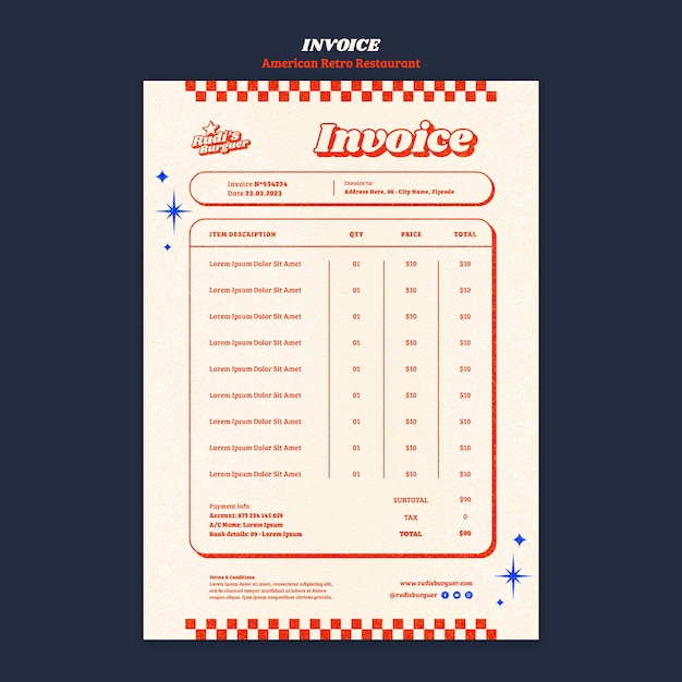 Free PSD american retro restaurant template