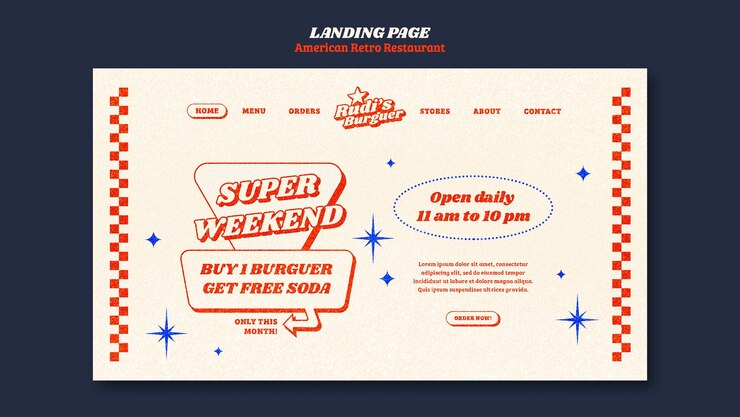 無料PSD アメリカのレトロなレストラン テンプレート