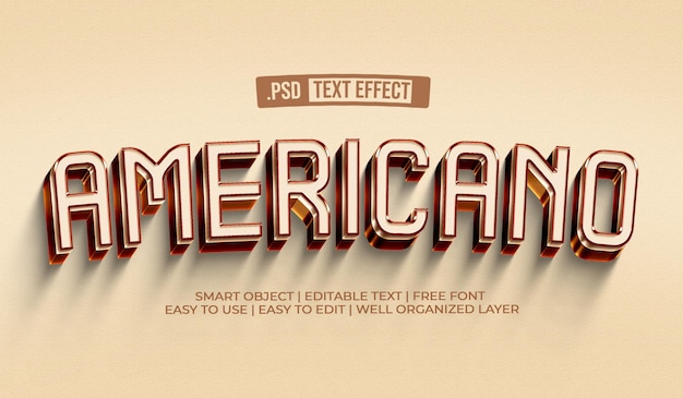 Free PSD americano text style effect