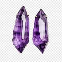 Free PSD amethyst earings isolated on transparent background