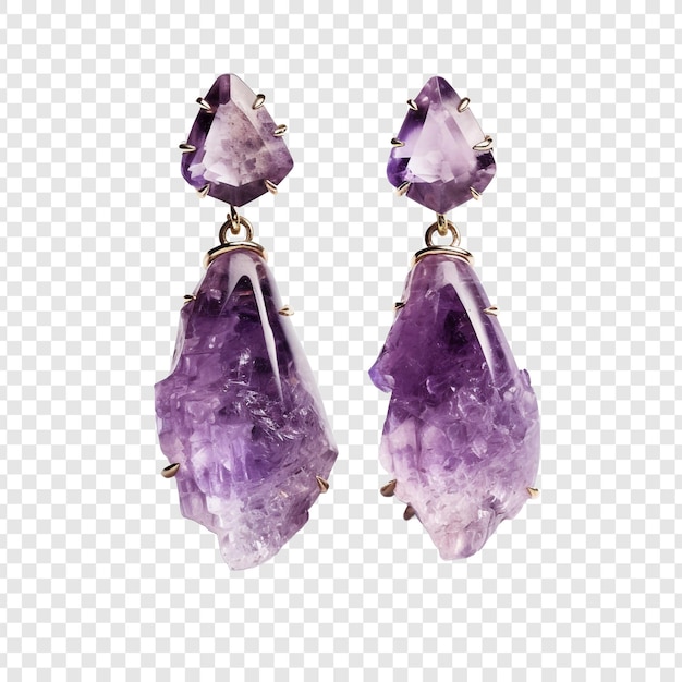 Free PSD amethyst earings isolated on transparent background