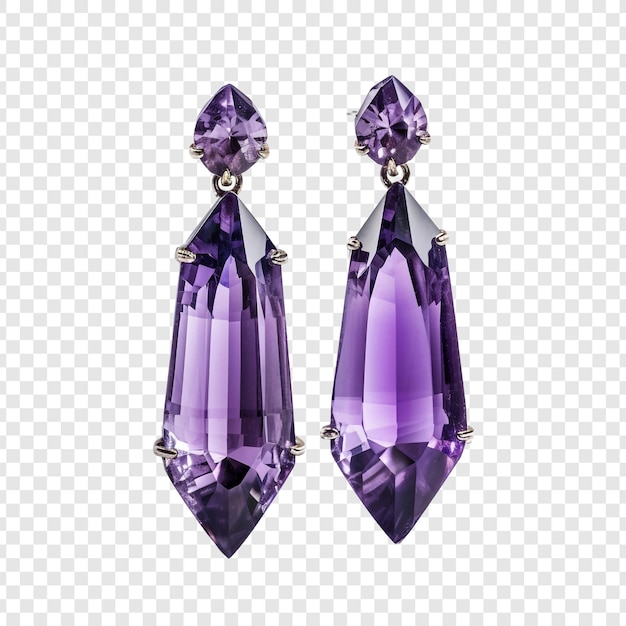 Free PSD amethyst earings isolated on transparent background