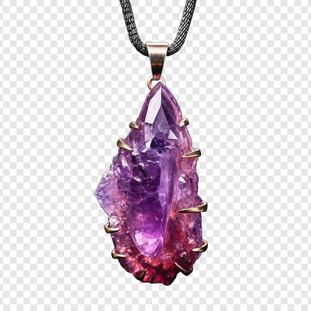 Free PSD amethyst pendant isolated on transparent background