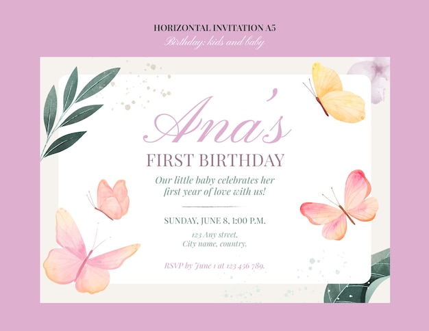Ana's first birthday invitation