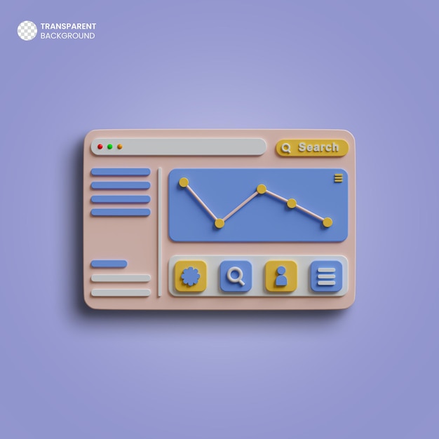 Analytics web page isometric 3d render icon