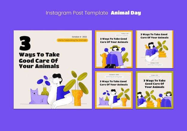 Animal day PSD Templates: Celebrate with Instagram Posts