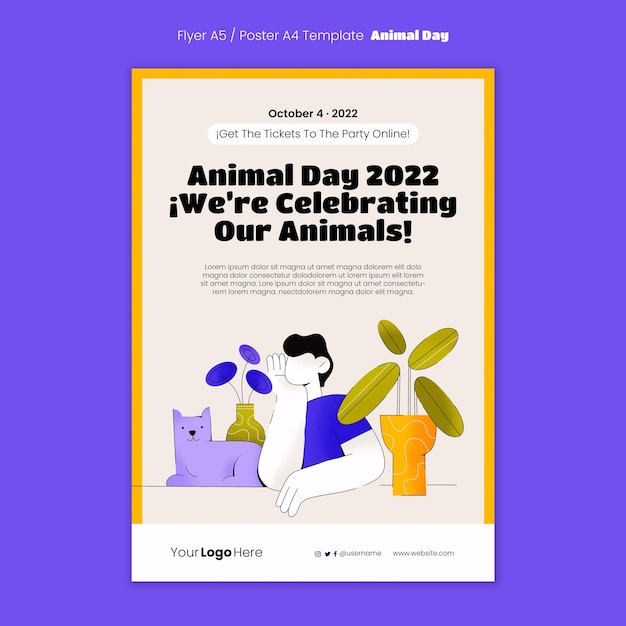 Animal day celebration poster template