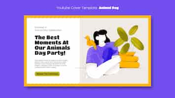 PSD gratuito copertina di youtube per la celebrazione del giorno degli animali