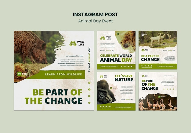 Modello di progettazione post instagram giorno degli animali