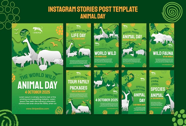 animal day instagram stories design template