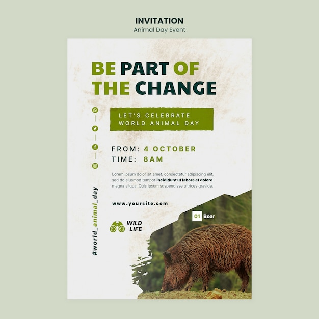 Animal day invitation design template