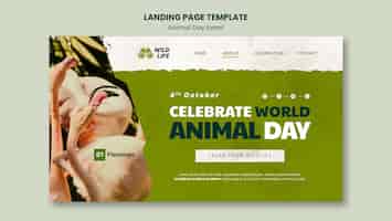 PSD gratuito modello di progettazione della pagina di destinazione del giorno degli animali