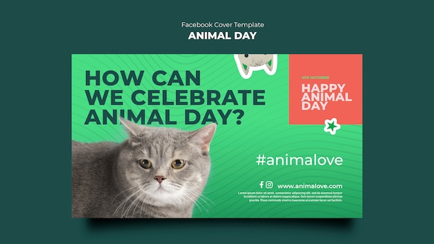 Free PSD animal day social media cover template