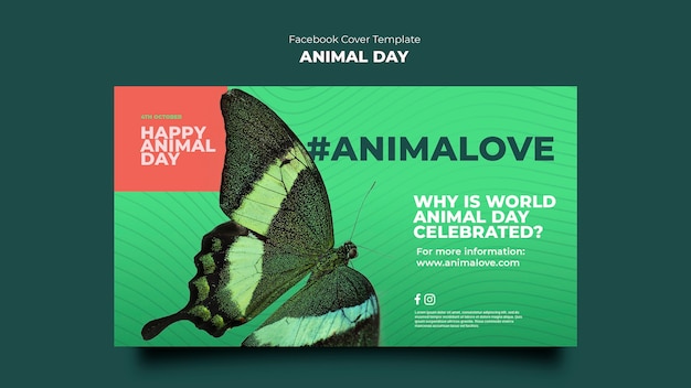 PSD gratuito modello di copertina dei social media per la giornata degli animali