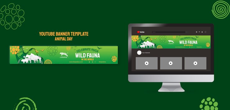 मुफ़्त PSD animal day youtube channel art design template