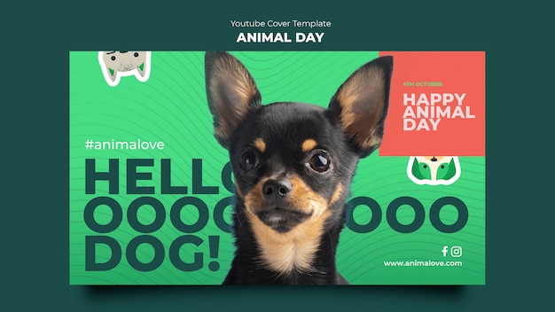 Animal day youtube cover template