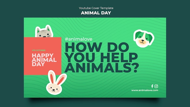 Animal day youtube cover template