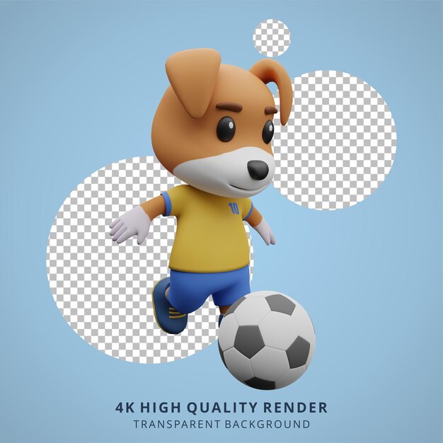 動物の虎サッカーやサッカー選手の3dかわいいキャラクターイラスト プレミアムpsdファイル